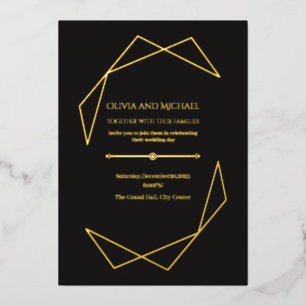 Elegante dunkle und goldene Hochzeitseinladung Folieneinladung