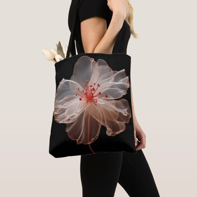Elegante durchsichtige Blume auf schwarz (Von Nahem)