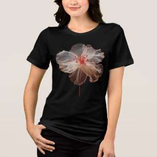 Elegante durchsichtige Blume auf schwarz Tri-Blend Shirt