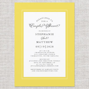 Elegante Dusche für gelbe und weiße Hochzeitspaare Einladung