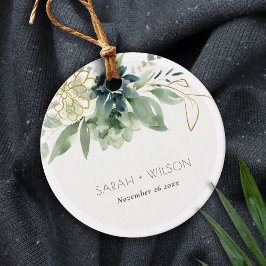 Elegante dusky Blue Green Succulent Foliage Weddin Geschenkanhänger