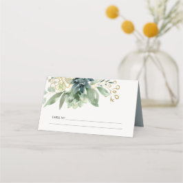 Elegante dusky Blue Green Succulent Foliage Weddin Platzkarte