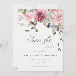 Elegante Dusky Blush Rose Save the Date Karte