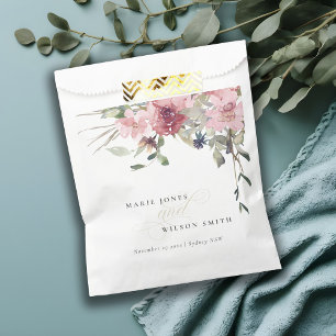 Elegante Dusky Blush Rose Wildblume Blumenzwiese Geschenktütchen