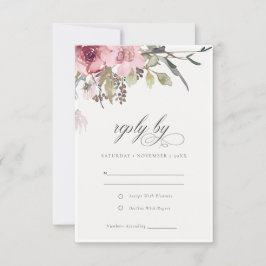 Elegante Dusky Blush Rose Wildblume Blumenzwiese RSVP Karte