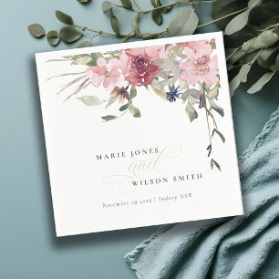Elegante Dusky Blush Rose Wildblume Blumenzwiese Serviette