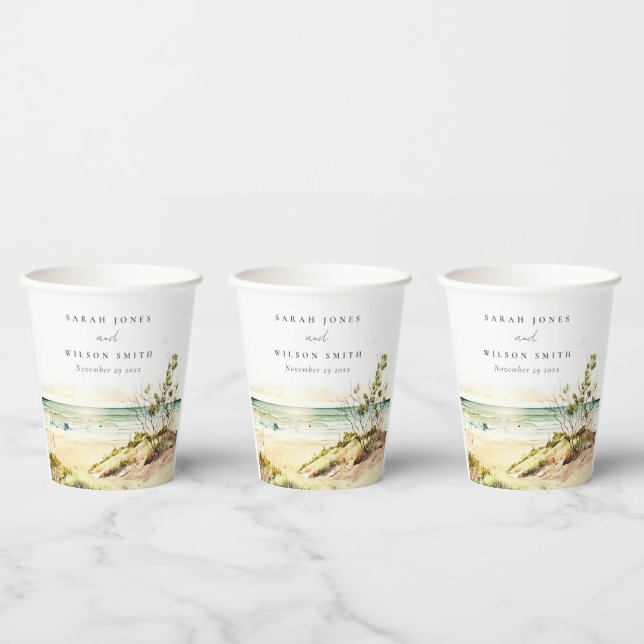 Elegante Dusky Coastal Beach Pappbecher (Multi)