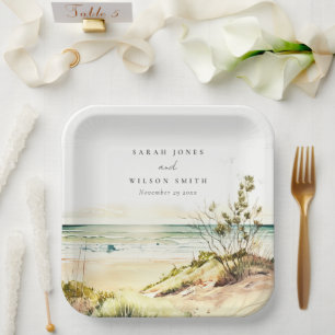 Elegante Dusky Coastal Beach Pappteller
