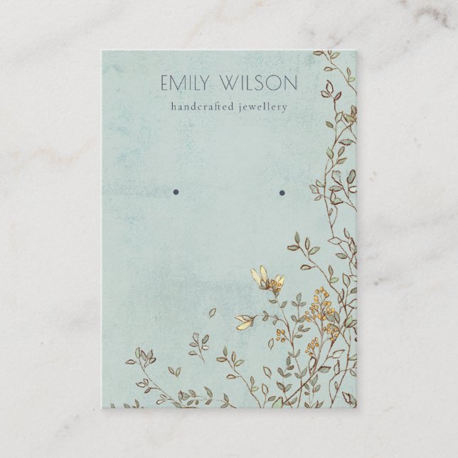 Elegante Dusky Floral Aqua Stud Earring Display Visitenkarte (Vorderseite)
