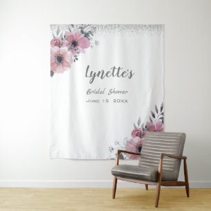 Elegante Dusky Rose Silber Glitter Brautparty Wandteppich