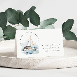 Elegante Dusky Sailboat Seascape Wedding Platzkarte