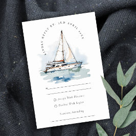 Elegante Dusky Sailboat Seascape Wedding RSVP Karte
