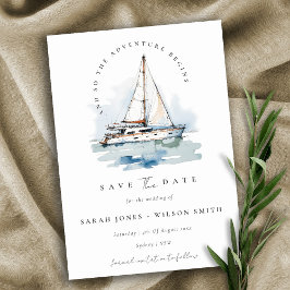 Elegante Dusky Sailboat Seascape Wedding Save The Date