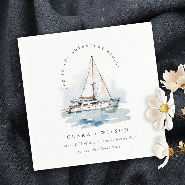 Elegante Dusky Sailboat Seascape Wedding Serviette (Von Creator hochgeladen)