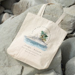 Elegante Dusky Schifffahrt Palm Seascape Hochzeit Tragetasche<br><div class="desc">Dusky Cruise Ship Palm Seascape Theme Collection.- Es ist eine elegante Schrift Aquarell Illustration des Wasserfarbenkreuzschiffs mit Palmen und Grün, perfekt für Ihre Küstenschifffahrt Hochzeit & Party. Es ist sehr einfach, mit Ihren persönlichen Daten zu personalisieren. Wenn Sie ein anderes passendes Produkt oder eine Anpassung benötigen, wenden Sie sich bitte...</div>