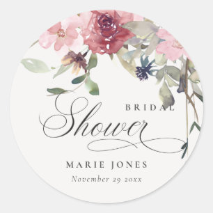 Elegante düstere Blush-Rosen-Blumen-Brautparty Runder Aufkleber