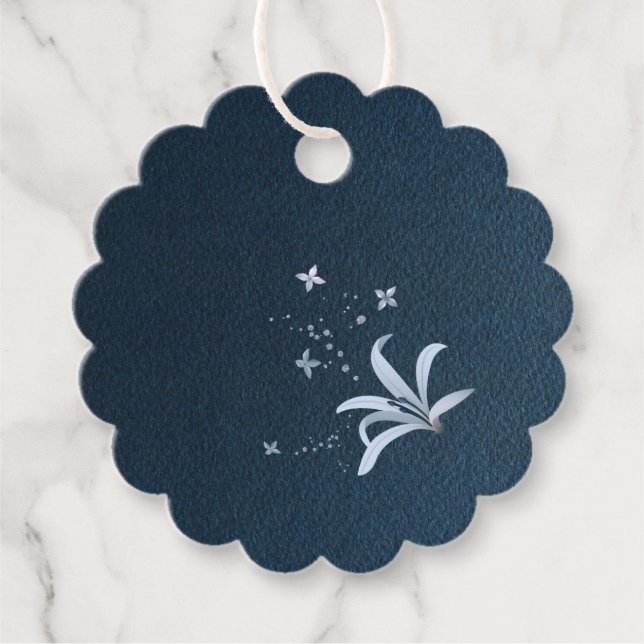 elegante dustige blaue Blumen marineblau Geschenkanhänger (Vorderseite)