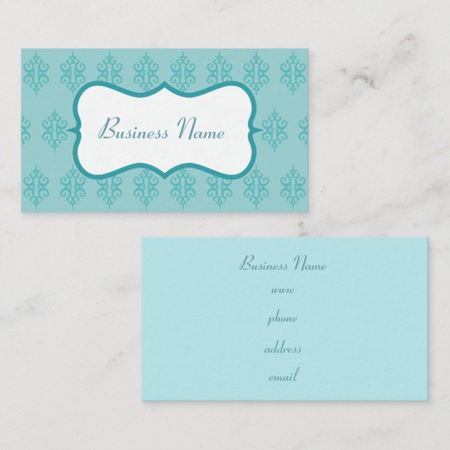 Elegante Dusty Aqua Business Cards Visitenkarte (Vorne/Hinten)