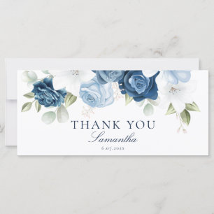 Elegante Dusty-Blau-Blumen-Hochzeitsdusche-Dankesc