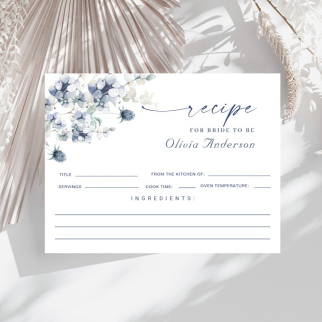Elegante Dusty Blue Boho Brautparty Rezept Card Postkarte (Von Creator hochgeladen)