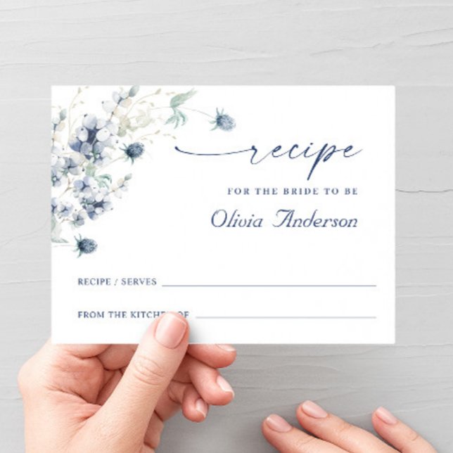 Elegante Dusty Blue Boho Brautparty Rezept Card Postkarte (Von Creator hochgeladen)