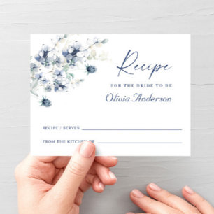 Elegante Dusty Blue Boho Brautparty Rezept Card Postkarte
