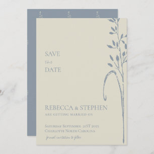 Elegante dusty Blue boho Save the Date Einladung