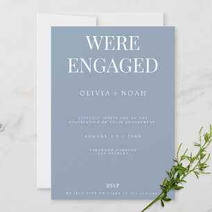 Elegante Dusty Blue Engagement Party Einladung