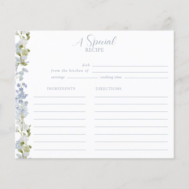 Elegante Dusty Blue Garden Brautparty Recipe (Vorderseite)