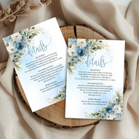 Elegante Dusty Blue Gold Hochzeits-Detailkarte