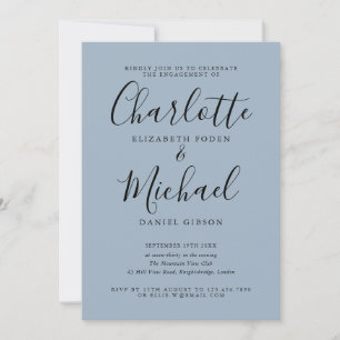 Elegante Dusty-Blue-Hochzeitseinladung im Schrifts Einladung
