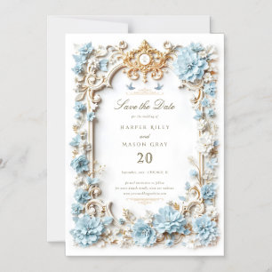 Elegante Dusty Blue Hydrangeas-Imitate Magneteinladung