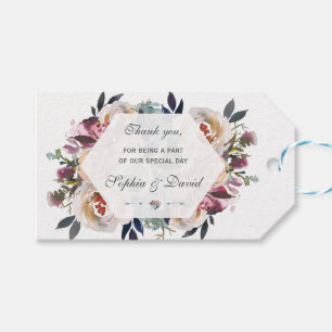 Elegante dusty Blue Pink Floral Geometric Wedding Geschenkanhänger