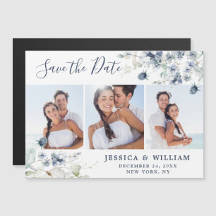 Elegante Dusty Blue Save the Date Magnetkarte