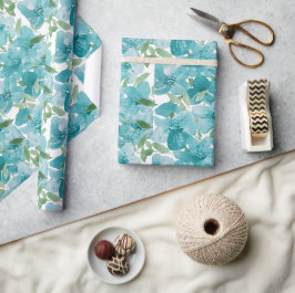Elegante Dusty Blue Watercolor Wildblume Geschenkpapier