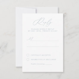 Elegante Dusty Blue & White Calligraphy RSVP-Karte RSVP Karte