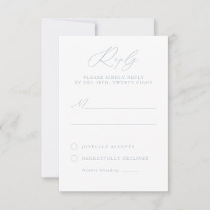 Elegante Dusty Blue & White Calligraphy RSVP-Karte RSVP Karte