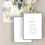Elegante Dusty Blue & White Typografy Wedding Einladung<br><div class="desc">Eine wunderschöne typografische Hochzeitseinladung für einen Sommer oder eine Hochzeit im Herbst! Dieses schöne, elegante Design zeichnet sich durch einen staubblauen Rand um eine weiße Einladung aus, mit moderner Typografie in weichem Off-Black. Ein einfaches, minimalistisches Design. Vielen Dank für die Unterstützung unseres kleinen Unternehmens, wir wissen es wirklich zu schätzen!...</div>