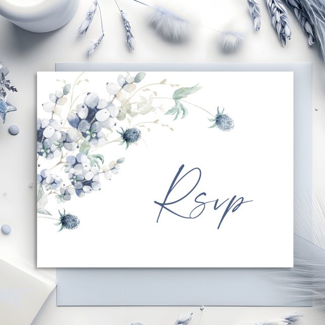 Elegante Dusty Blue Winter Foliage Watercolor UAWG Postkarte (Von Creator hochgeladen)