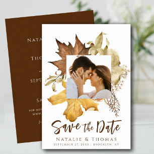 Elegante Dusty Brown Herbst-Hochzeit im Herbst Save The Date