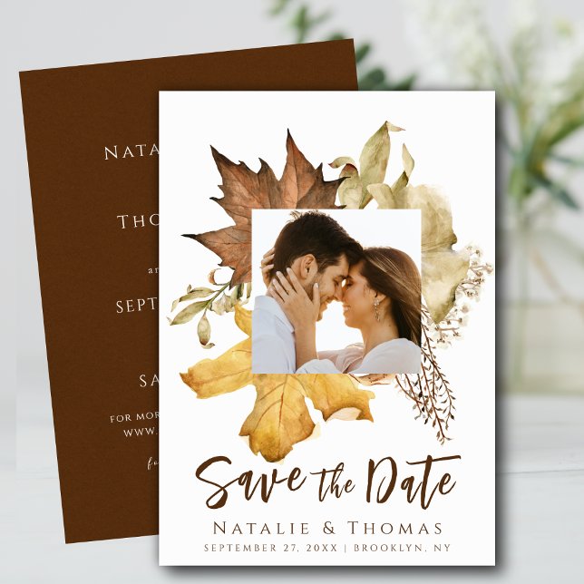 Elegante Dusty Brown Herbst-Hochzeit im Herbst Save The Date (Von Creator hochgeladen)