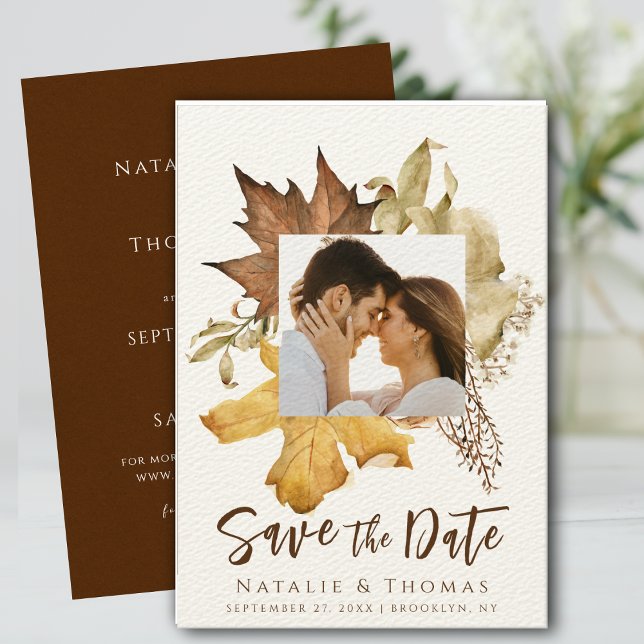 Elegante Dusty Brown Herbst-Hochzeit im Herbst Save The Date (Von Creator hochgeladen)