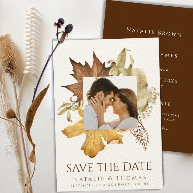 Elegante Dusty Brown Herbst-Hochzeit im Herbst Save The Date (Von Creator hochgeladen)