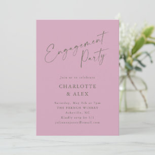 Elegante Dusty Mauve Calligrafy Engagement Party Einladung