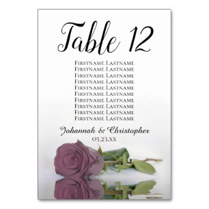 Elegante Dusty Mauve Rose Seating Chart Wedding Tischnummer