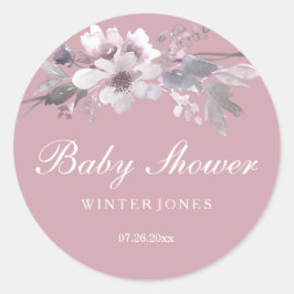 Elegante Dusty Pink Floral Baby Shower Sticker