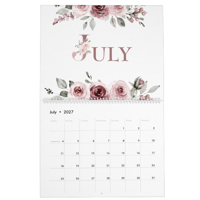 Elegante Dusty Pink Rose 2026 Kalender (Jul 2027)