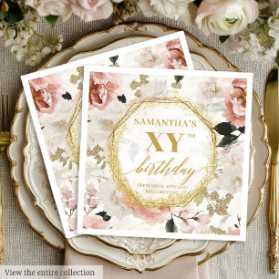 Elegante Dusty Rose 80 Geburtstagsservietten mit i Serviette