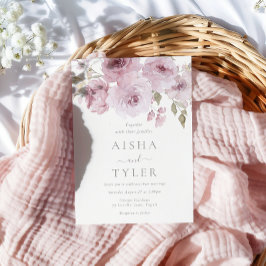 Elegante Dusty Rose & Blush Blumenhochzeit Einladung