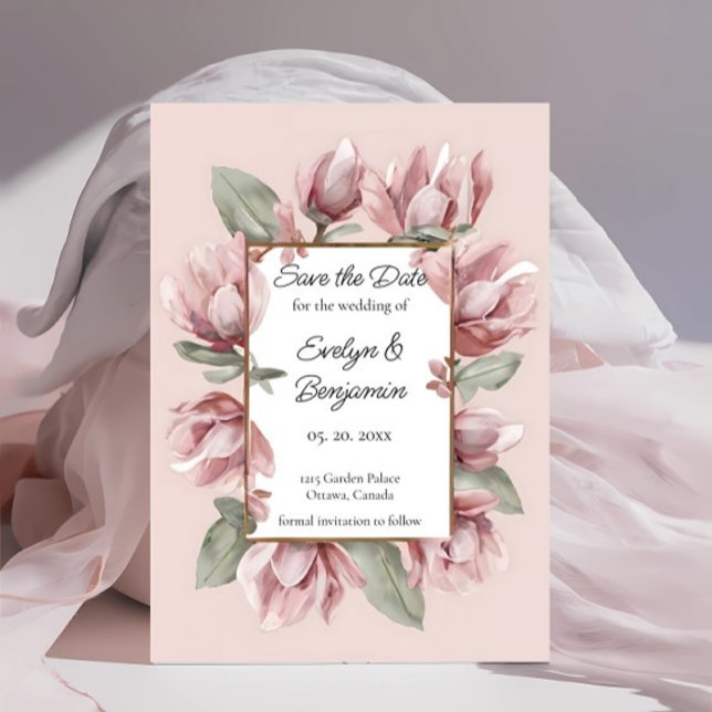 Elegante Dusty Rose Blush Save The Date (Von Creator hochgeladen)
